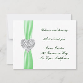 Tarjeta de recepción de boda con corazón de diaman