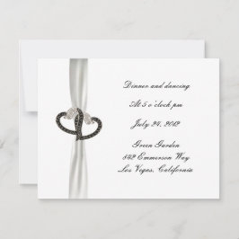Tarjeta de recepción de boda con corazón de diaman