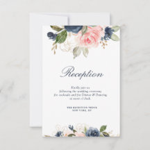 Tarjeta de recepción de boda con flores de la mari