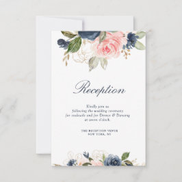 Tarjeta de recepción de boda con flores de la mari