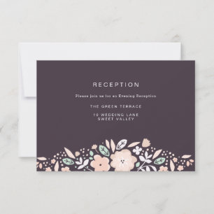 Tarjeta de recepción de boda con flores de remolin