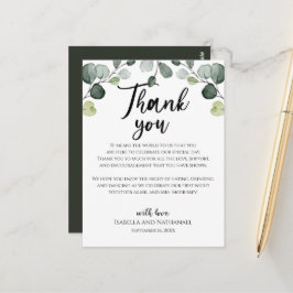Tarjeta de recepción de boda con follaje de eucali
