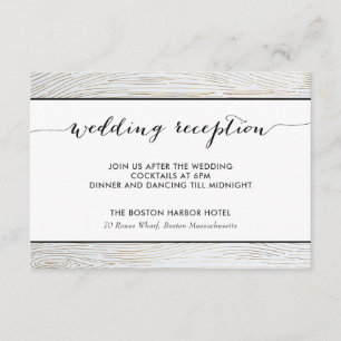 Tarjeta de recepción de boda con grano de madera d