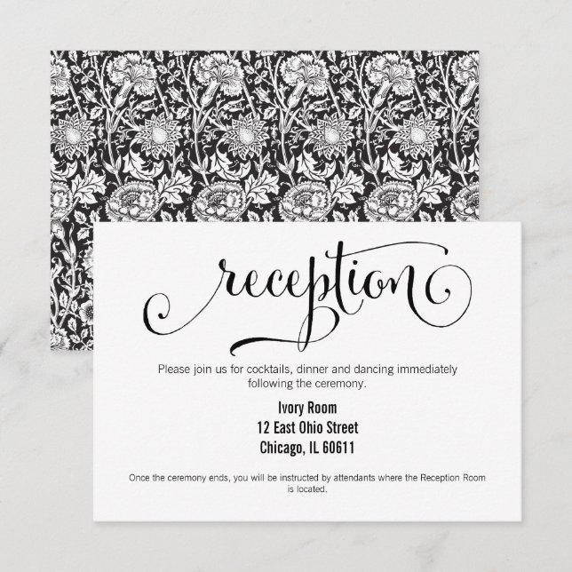 Tarjeta de recepción de boda con guión moderno Nos (Anverso / Reverso)