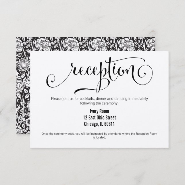 Tarjeta de recepción de boda con guión rústico mod (Anverso / Reverso)