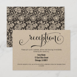 Tarjeta de recepción de boda con guion rústico mod