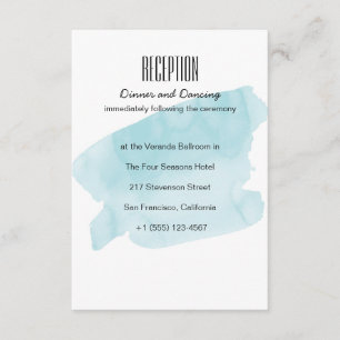 Tarjeta de recepción de boda con lavado de acuarel