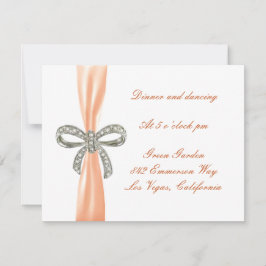 Tarjeta de recepción de boda con lazo de diamante