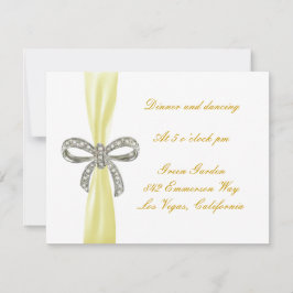 Tarjeta de recepción de boda con lazo de diamante