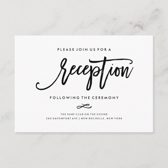 Tarjeta de Recepción de Boda con Letra a Mano Chic (Anverso)