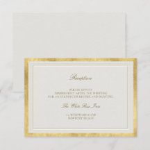 Tarjeta de Recepción de Boda con Marco de Ecru en