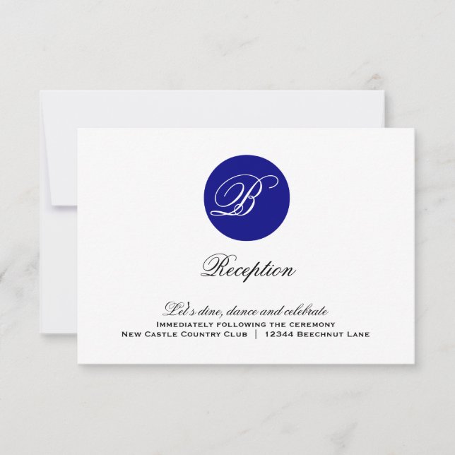 Tarjeta de Recepción de Boda con Monograma de Círc (Anverso)