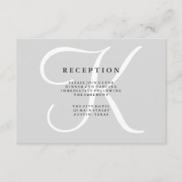 Tarjeta de Recepción de Boda con Monograma Gris Cl