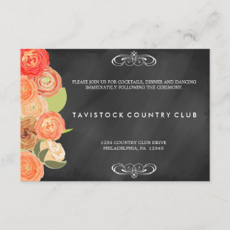 Tarjeta de Recepción de Boda con Pizarra de Flores