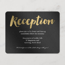 Tarjeta de recepción de boda con promesa brillante