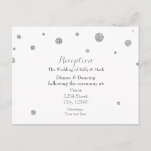 Tarjeta de recepción de boda con puntos brillantes