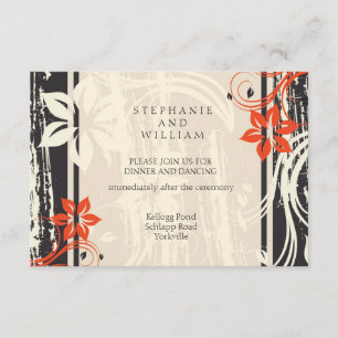 Tarjeta de recepción de boda con remolino negro y 