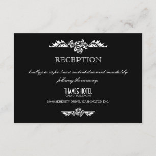 Tarjeta de recepción de boda con rosas damasco neg