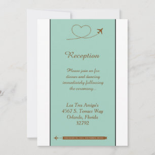 Tarjeta de recepción de boda Corazón de Avión Azul