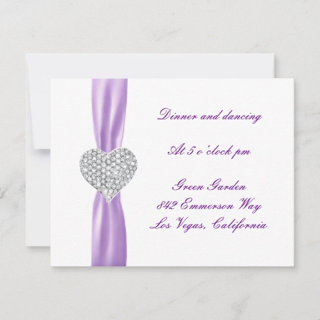 Tarjeta de recepción de boda corazón de diamante p (Anverso)
