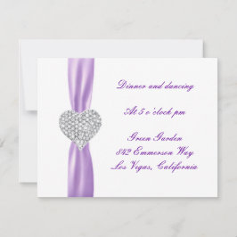 Tarjeta de recepción de boda corazón de diamante p