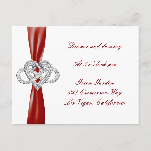 Tarjeta de recepción de boda Corazón de Infinito R (Anverso)