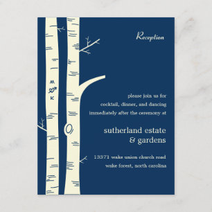 Tarjeta de Recepción de Boda de Abedules - Azul Ma
