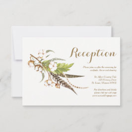 Tarjeta de recepción de boda de algodón floral rús