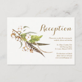 Tarjeta de recepción de boda de algodón floral rús