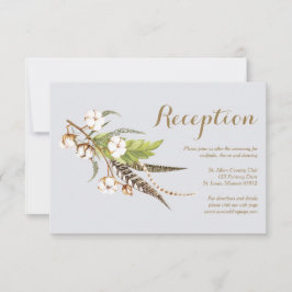 Tarjeta de recepción de boda de algodón floral rús