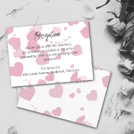 Tarjeta de recepción de boda de amor rosa