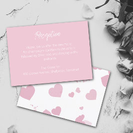 Tarjeta de recepción de boda de amor rosa