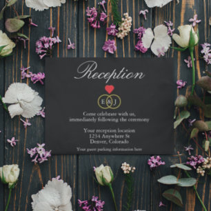 Tarjeta de recepción de boda de anillos entrelazad