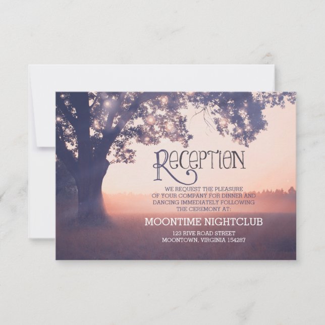 tarjeta de recepción de boda de árbol con luces de (Anverso)