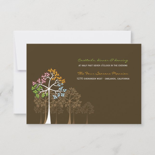 Tarjeta de recepción de boda de árboles forestales (Anverso)