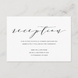 Tarjeta de recepción de boda de caligrafía románti