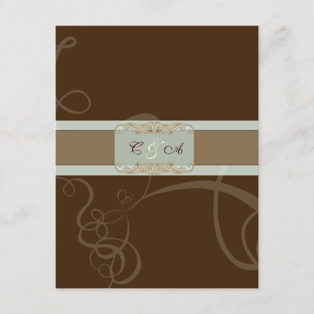 Tarjeta de recepción de boda de chocolate oscuro (Anverso)
