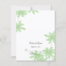 Tarjeta de recepción de boda de color verde claro