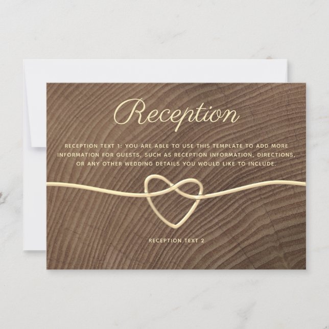 Tarjeta de recepción de boda de corazón de cuerda  (Anverso)