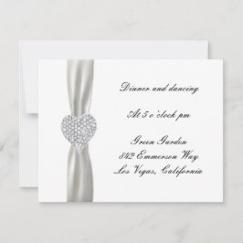 Tarjeta de recepción de boda de corazón de diamant