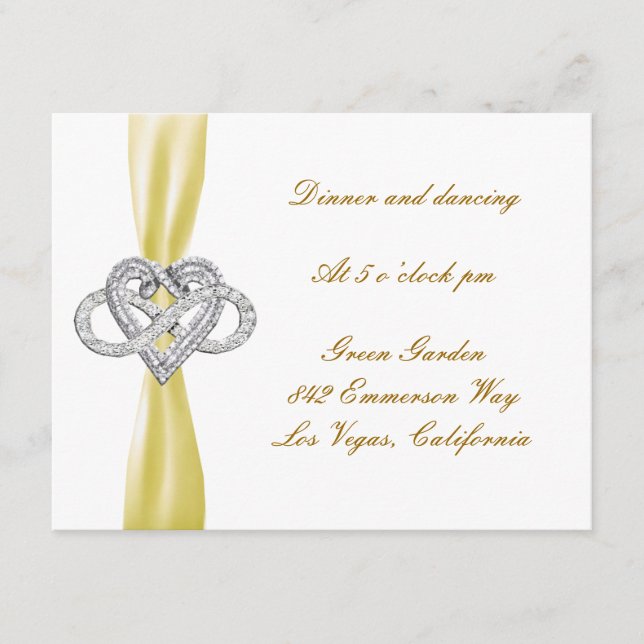 Tarjeta de recepción de boda de corazón de infinit (Anverso)