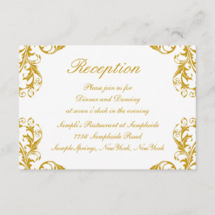 Tarjeta de recepción de boda de Damasco Glamurosa