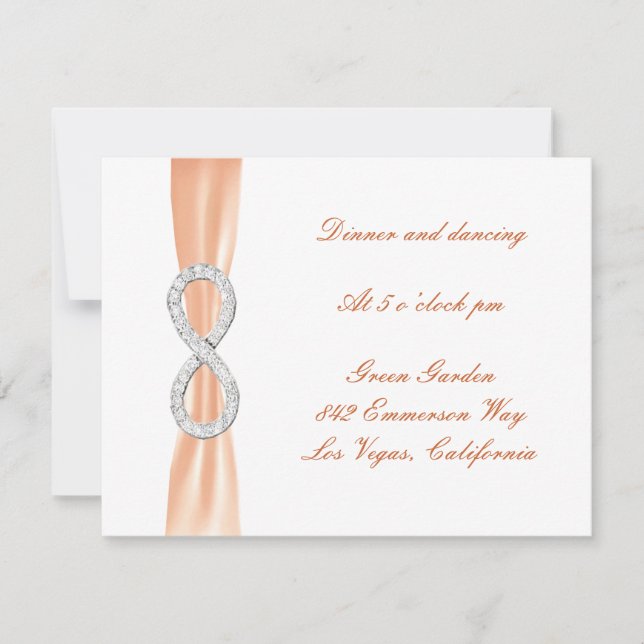 Tarjeta de recepción de boda de diamante infinito  (Anverso)
