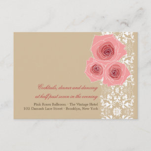 Tarjeta de recepción de boda de encaje damasco de