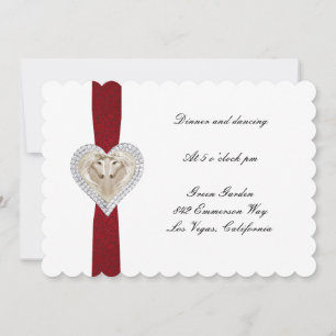 Tarjeta de recepción de boda de encaje rojo de Uni