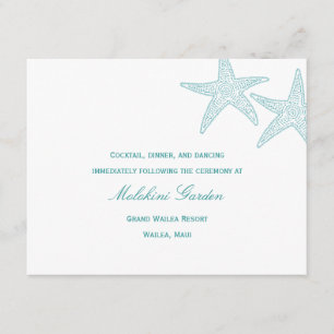 Tarjeta de recepción de boda de estrella de mar - 
