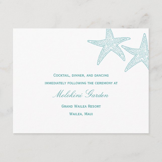 Tarjeta de recepción de boda de estrella de mar -  (Anverso)