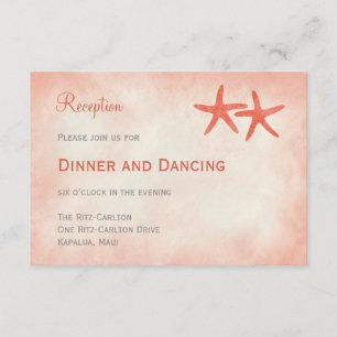 Tarjeta de recepción de boda de estrella de mar ac