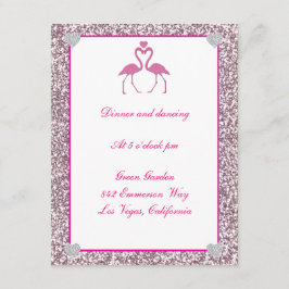 Tarjeta de recepción de boda de flamenco con brill