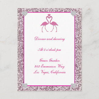 Tarjeta de recepción de boda de flamenco con brill